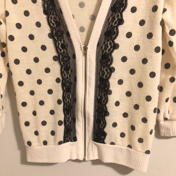 Spoiled lace edged zip polka dot cardigan - Picture 4 of 7